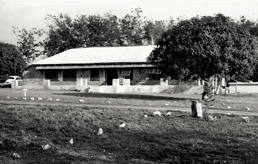Damongo, Ghana - 1958: An old guest house near Damongo in Northern Ghana, c. 1958