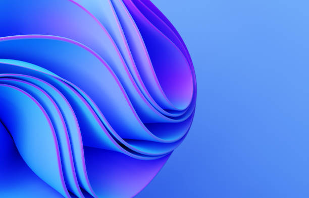 istock Abstract modern neon, blue, violet colors background with ruffle, folded cloth 1453783207