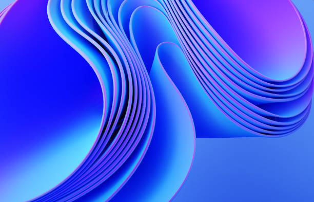 istock Abstract modern neon, blue, violet colors background with ruffle, folded cloth 1453783208