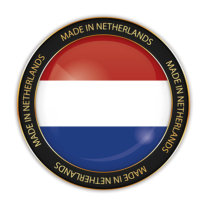 vector illustration of made in Netherlands banner with national flag
