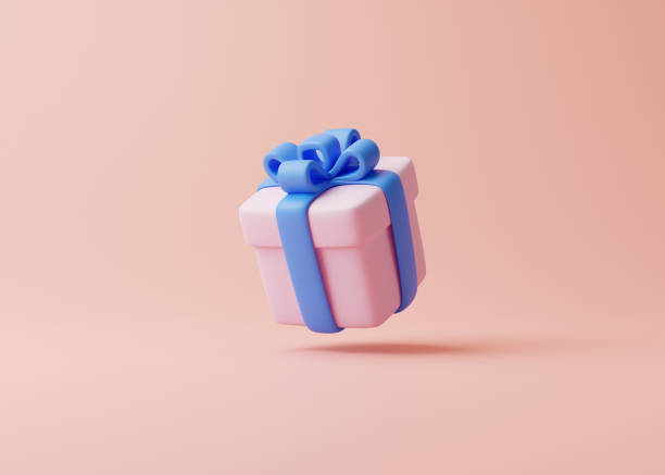 istock Gift box fly on a pastel pink background 1453786684
