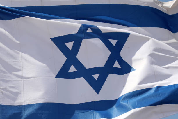 israel flag waving - israël stockfoto's en -beelden