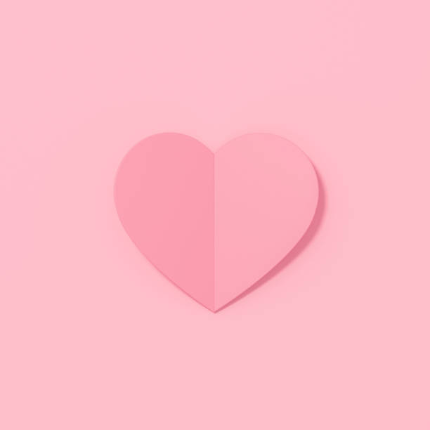 istock 3d Paper cut shape of heart on pink background. 1453789961