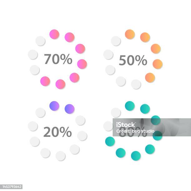 Radial Gradient Progress Infographic Chart Design Template Set Stock ...