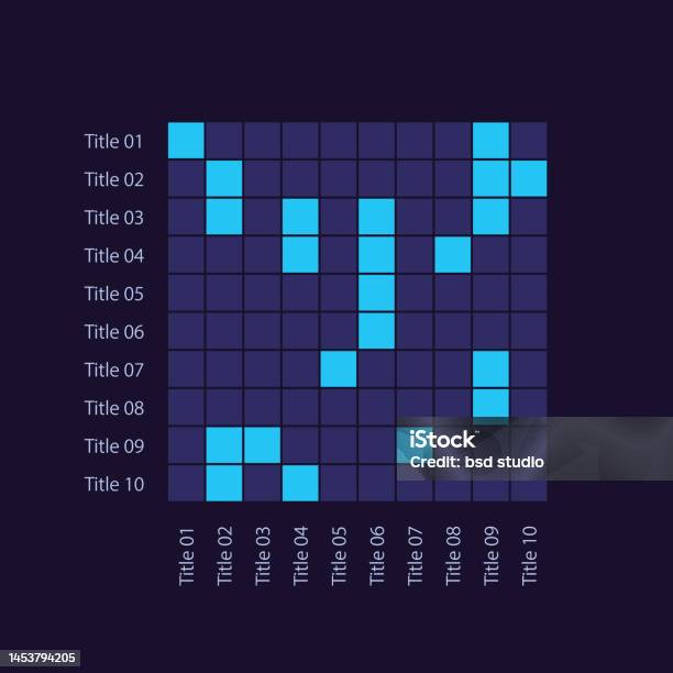 Block Chart Grid Plotting Grid Infographic Chart Design Template For Dark Theme向量圖形及更多圖 ...