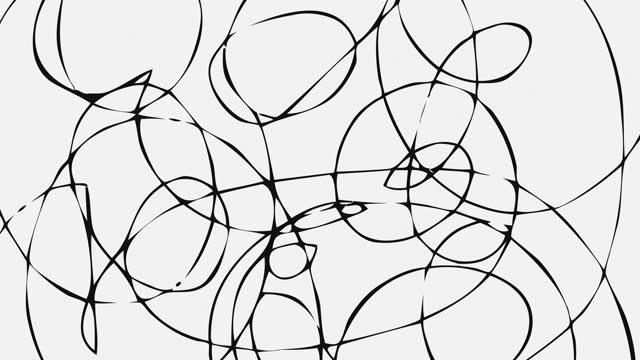 Black intricate lines on a white background