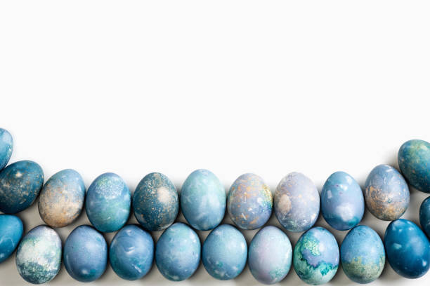 Aquamarine easter eggs on white background stock photo