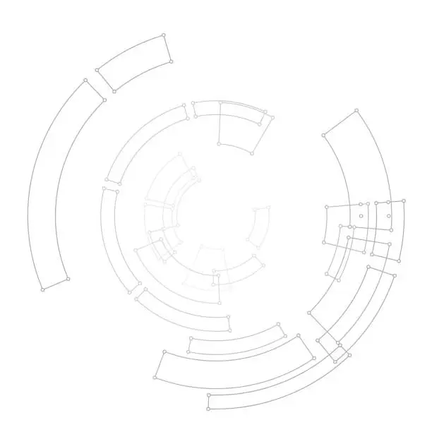 Vector illustration of Sections in circular lines and dots pattern