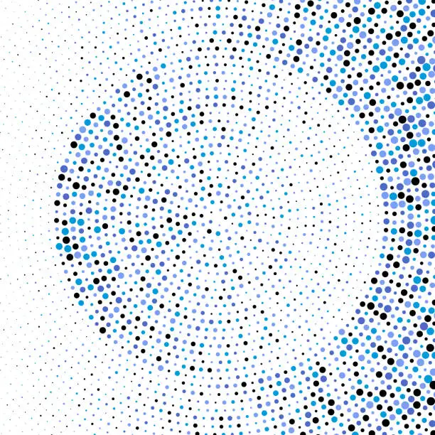 Vector illustration of Full frame small dots in concentric circles