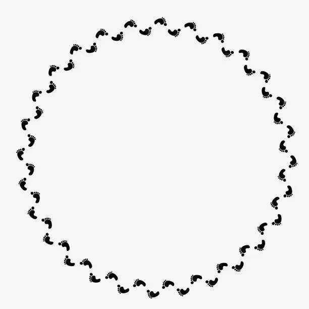 Vector illustration of Footprints in circular footpath