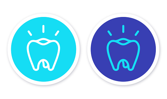 Tooth line drawing icon symbol round circle.