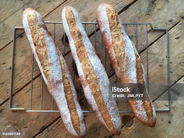 Traditional Rustic Bread Stock Photo - Download Image Now - Backgrounds, Baguette, Bakery