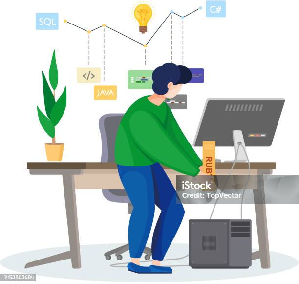 Programmer Engineering And Coding Programmer Working On Web Development ...