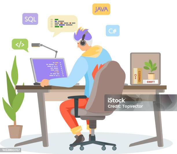 Programmer Engineering And Coding Programmer Working On Web Development ...