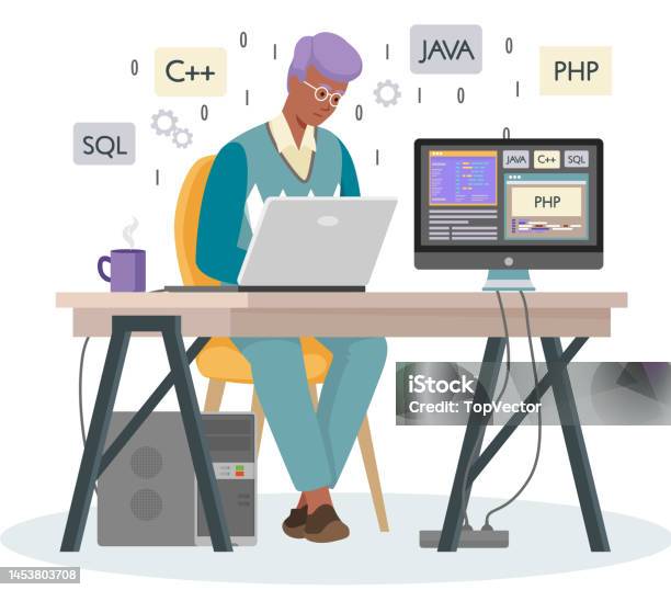 Programmer Engineering And Coding Programmer Working On Web Development ...