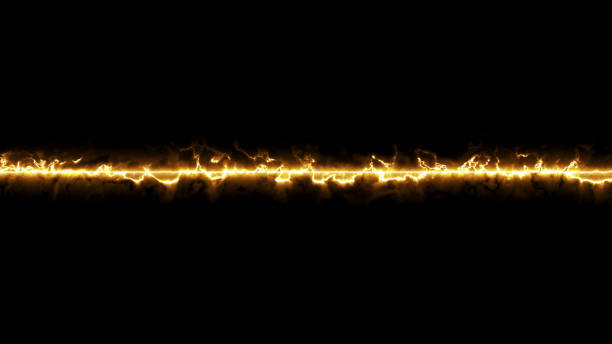istock Neon energy glowing line on black background. Futuristic flow and laser jet for overlay effect 1453804113