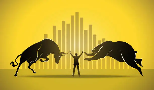 Vector illustration of Stock market management and financial economic advisor