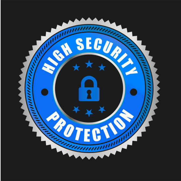 ilustrações de stock, clip art, desenhos animados e ícones de high security protection vector logo. high security trust badges design - in gold we trust