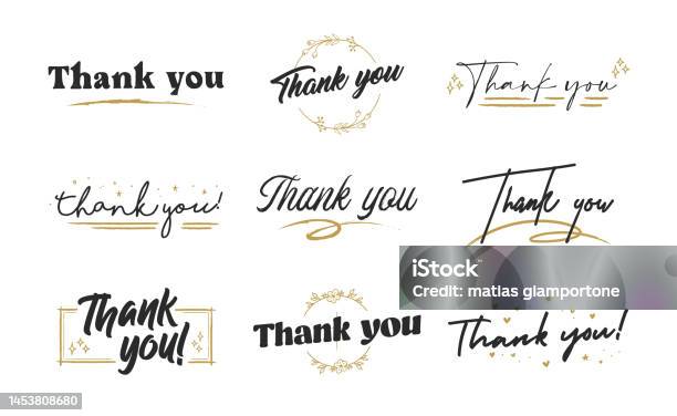 Creative Lettering Thank You Set Of Custom Thank You Hand Lettering Designs Stock Illustration ...