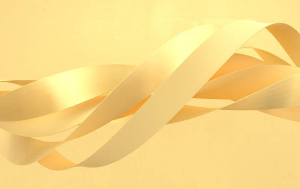 istock Abstract beige and golden twisted geometric shapes, waves. Modern background 3d rendering 1453808695