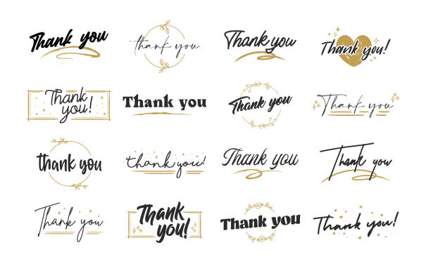 thank you hand lettering designs. thanks compositions written with decorative calligraphic font. - thank you 幅插畫檔、美工圖案、卡通及圖標