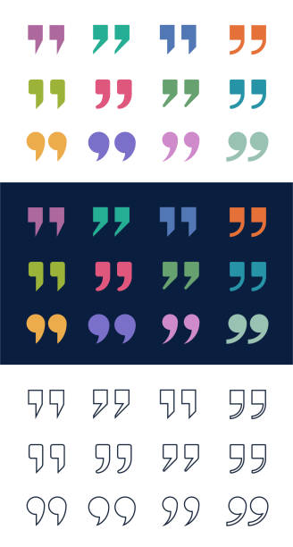 Quote mark icon set for conversation or definition. vector art illustration