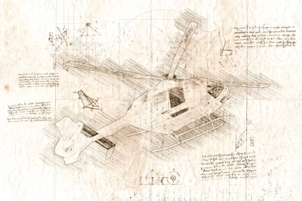 istock da Vinci style sketch of  helicopter 1453813989