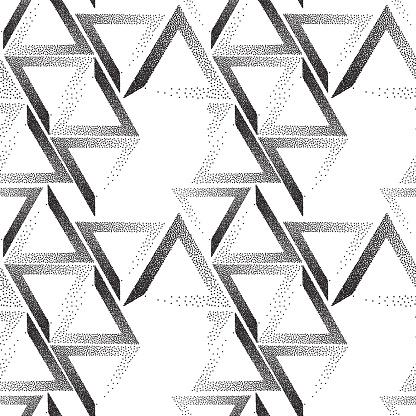 Triangle abstract stipple pattern. Retro vector illustration seamless pattern.