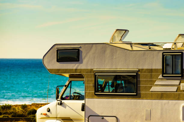 istock Caravan camping on sea shore, Spain 1453815964