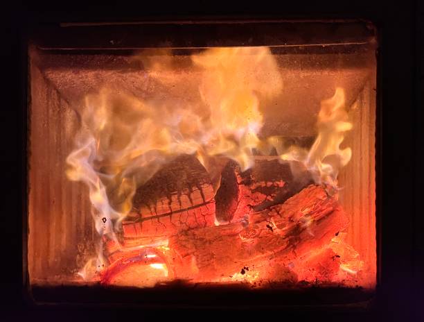 Wood on a fire in the home.