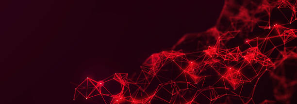 istock Abstract space with dots and lines. Network structure. Background concept for your design. 3d rendering. widescreen 1453818126