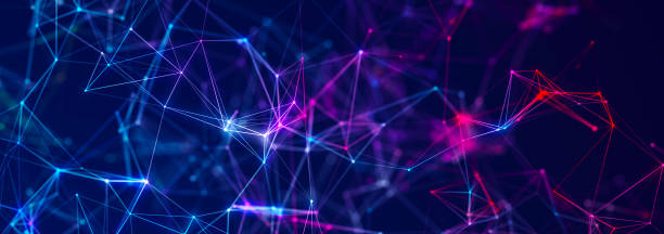istock Abstract space with dots and lines. Network structure. Background concept for your design. 3d rendering. widescreen 1453818594