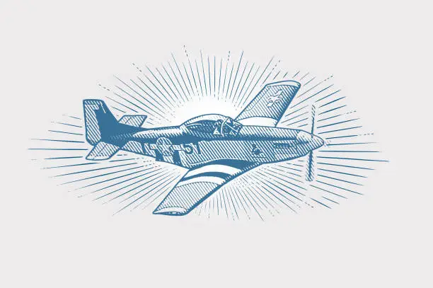 Vector illustration of P-51 Mustang fighter plane