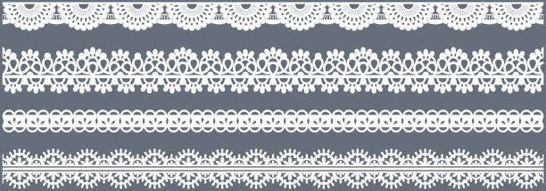 illustrations, cliparts, dessins animés et icônes de modèle transparent pour créer un style de cartes. modèle de décoration en dentelle, ruban avec ornement pour la conception - dentelle
