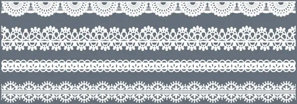 Vector illustration of Seamless pattern for creating cards style. Lace decoration template, ribbon with ornament for design