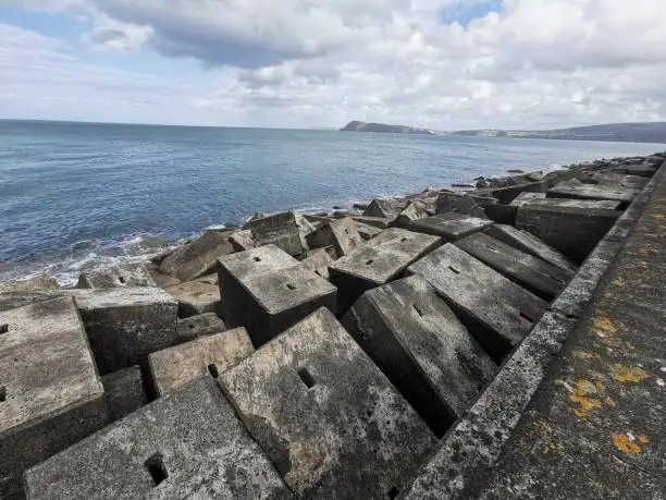 Giant concrete blocks as sea defence