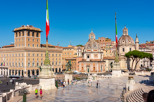 Rome, Italy - October 2022: Venice square (Piazza Venezia) in center of Rome