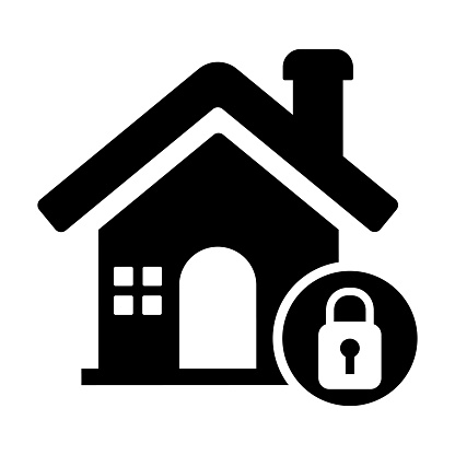 Beautiful,Meticulously Designed Home Security Icon in Flat Style