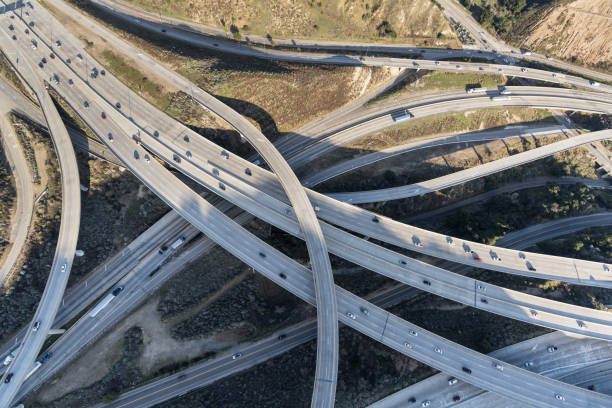 istock Los Angeles 5 and 14 Freeway Bridges Aerial 1453847115
