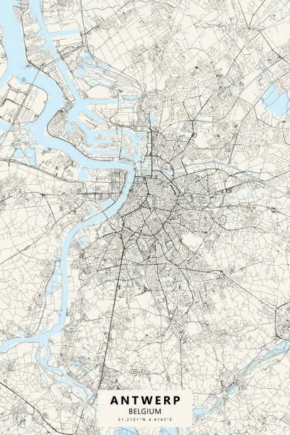 Vector illustration of Antwerp, Belgium Vector Map