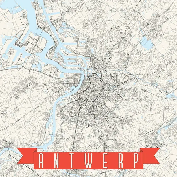 Vector illustration of Antwerp, Belgium Vector Map