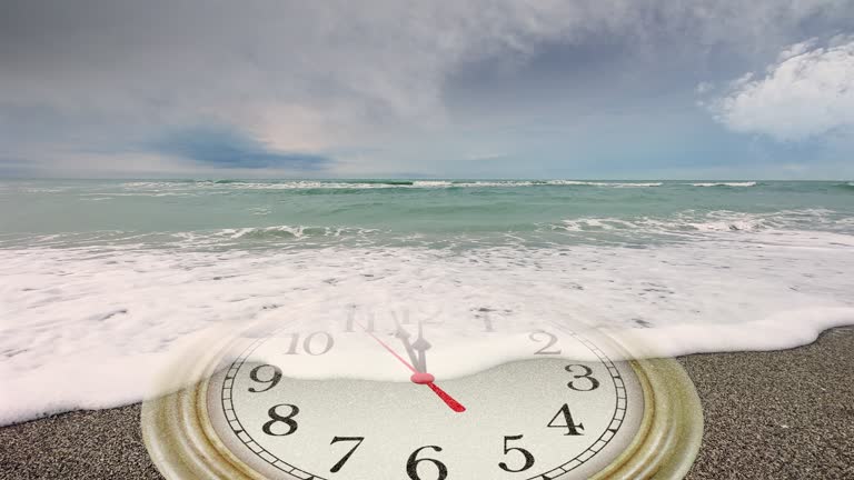 Time concept of clock face under water