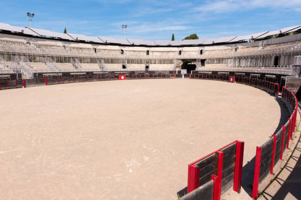 Frejus, Var, Provence-Alpes-Cotes-d’Azur, France – 24 May 2022 : The historic monument of the Frejus Roman Amphitheater