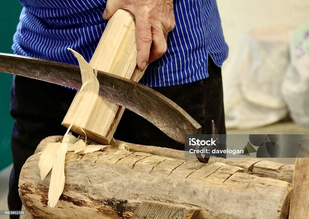 Primitive Scandinavian Tool For Carving Wood Primitive Scandinavian tool for carving wood using a hinge device for leverage Carving - Craft Activity Stock Photo