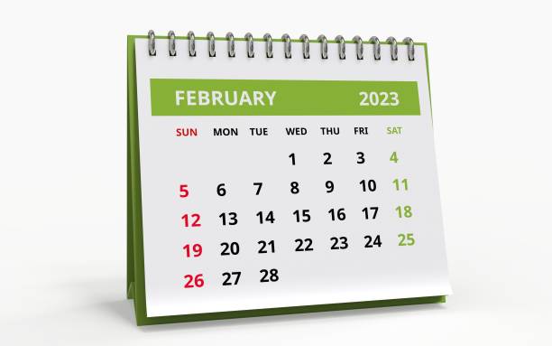 istock Standing Desk Calendar February 2023 green 1453858344