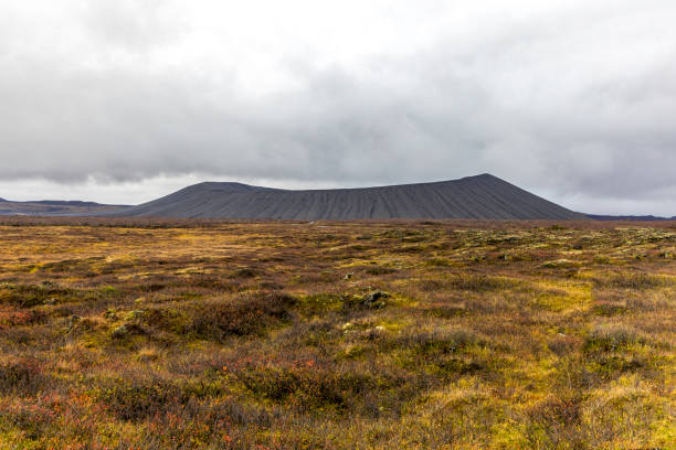 Hverfjall has a large, circular explosion crater, about 140 metres deep and with a diameter of 1,000 metres. Hverfjall is one of Iceland's most beautiful and symmetrical explosion craters, besides being one of the largest of its kind in the world. It is estimated that the crater was created during a volcanic explosion and its likely around 2800 - 2900 years old.