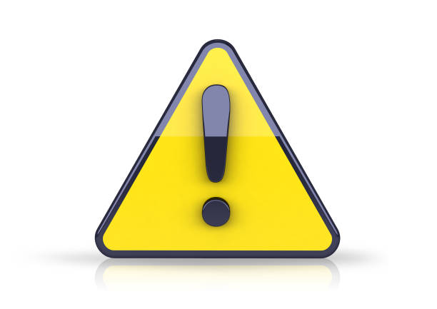 istock Security and attention alert yellow symbol. Yellow sign icon with triangle and exclamation mark. 3D rendering. 1453860821