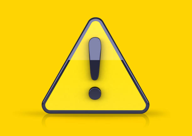 istock Security and attention alert yellow symbol. Yellow sign icon with triangle and exclamation mark. 3D rendering. 1453860823