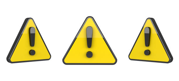 istock Security and attention alert yellow symbol. Yellow sign icon with triangle and exclamation mark. 3D rendering. 1453860825