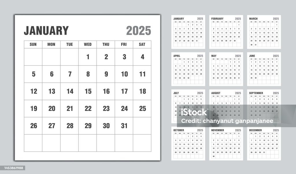 Desain Kalender Hitam Tahun 2025 Template Kalender Bulanan Untuk Tahun
